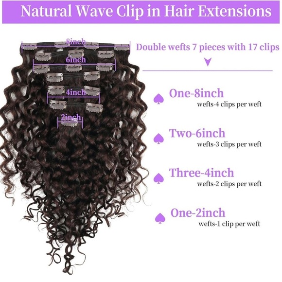 20” Dark Brown Natural Wave Human Hair Clip in Extensions 7Pcs 120G Item# TE4 - Picture 12 of 17